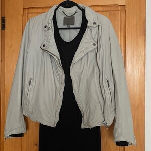 8. MUUBAA Stunning Gray Guinine Leather Jacket